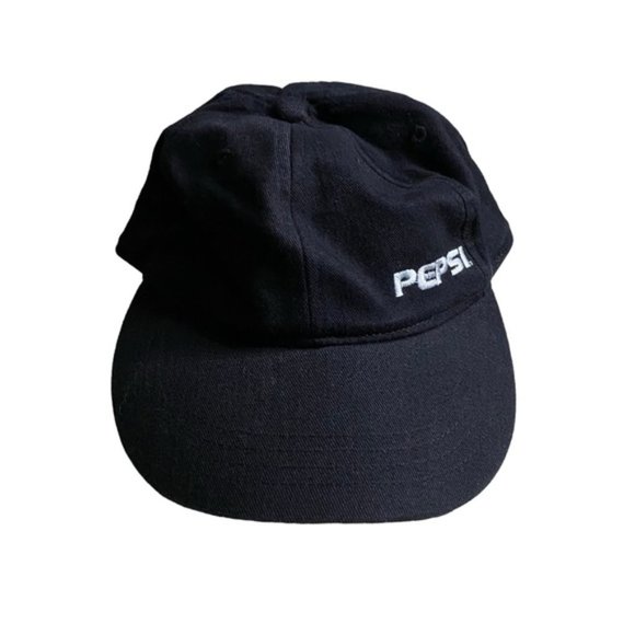 KP Unisex Black Pepsi Print Baseball Adjustable Strap Back Hat - Picture 1 of 4